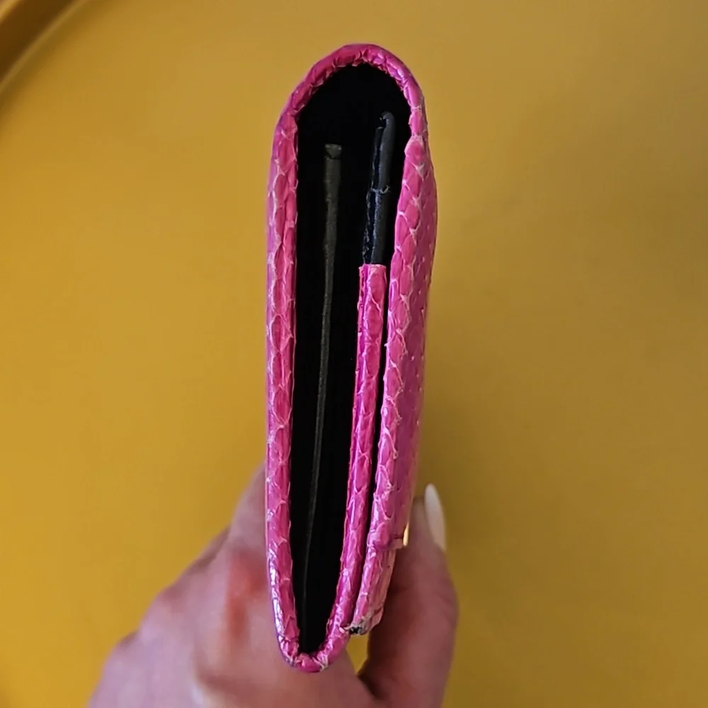 EUC Jimmy Choo Snakeskin Continental Wall in Hot Pink w/ COA - Picture 10 of 15